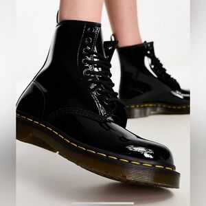 Dr. Martens Black Patent Leather Combat Boots